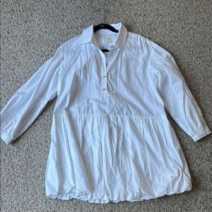 Maeve White Button-Down Dress